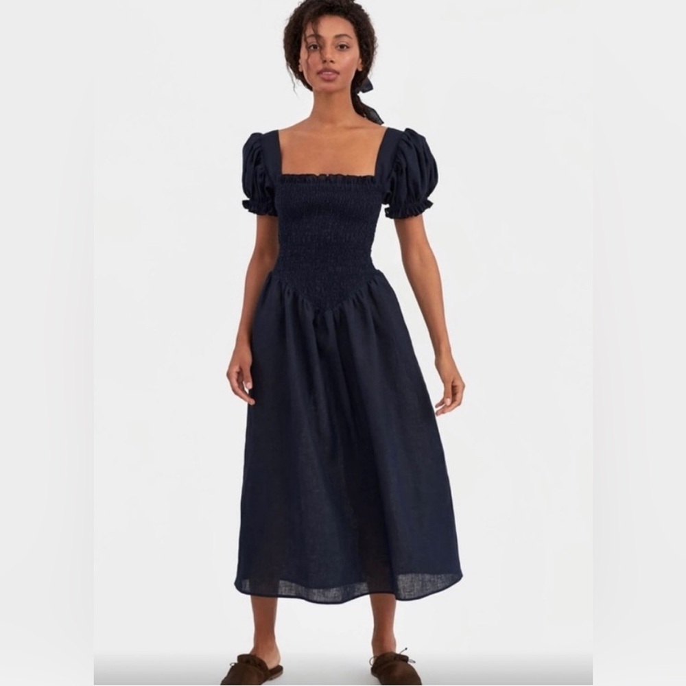 Sleeper “Belle” Midi Dress (100% Linen; Size Small)